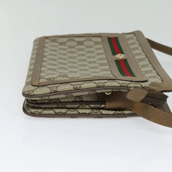 GUCCI GG Supreme Web Sherry Line Shoulder Bag PVC Beige 41 02 090 Auth ki5836 - Picture 5 of 13